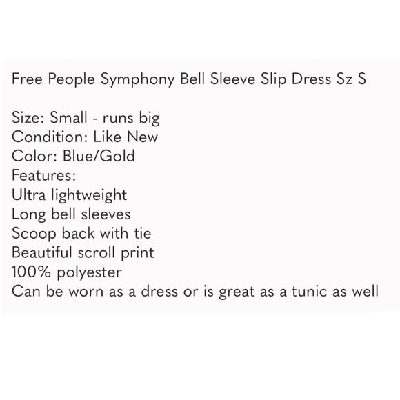 COPY - FREE People Blue symphony lightweight flowy mini dress/top w bell sleeves - Picture 16 of 16